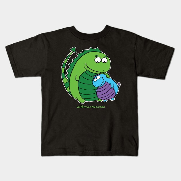 Dragon Snuggles (no text) Kids T-Shirt by witterworks